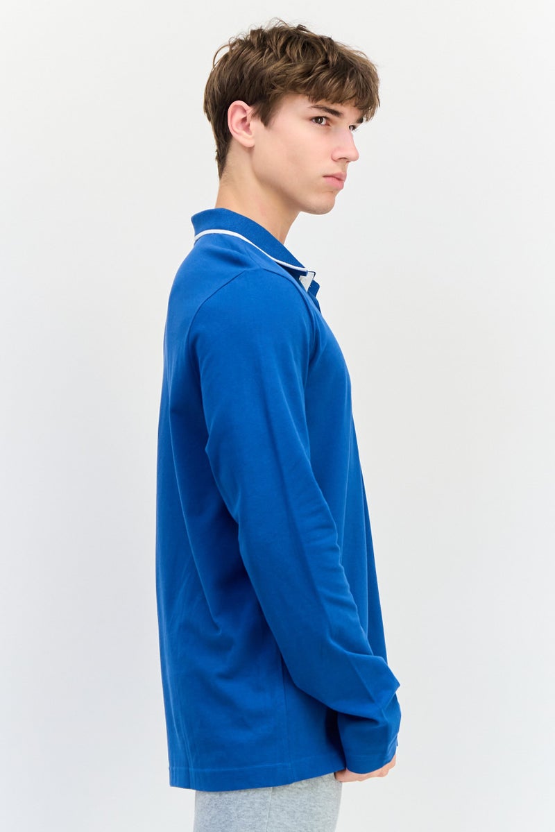 PUMA قميص بولو خارجي بأكمام طويلة للرجال بتصميم عادي، أزرق - Image 4